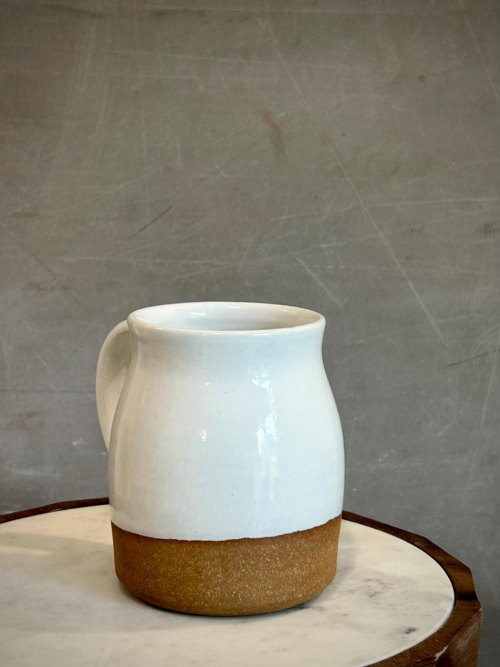 Handmade Stoneware Bell Mug | White Dove Wheel Thrown Pottery Cup Dune Body