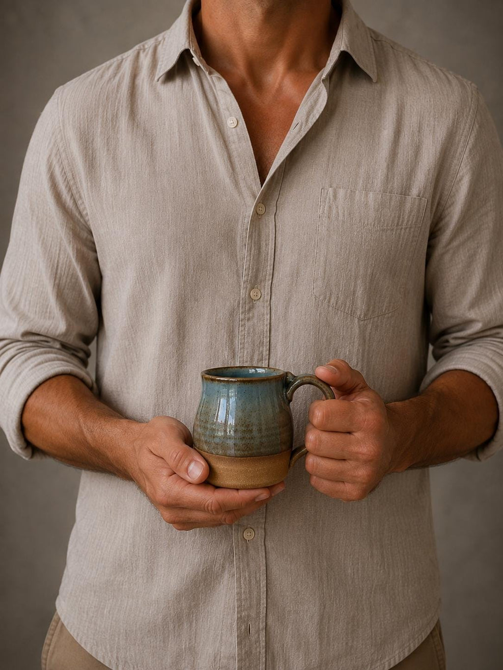 Riverdrift Blue Handmade Ceramic Stoneware Pottery Mug Bell Style Dune Body
