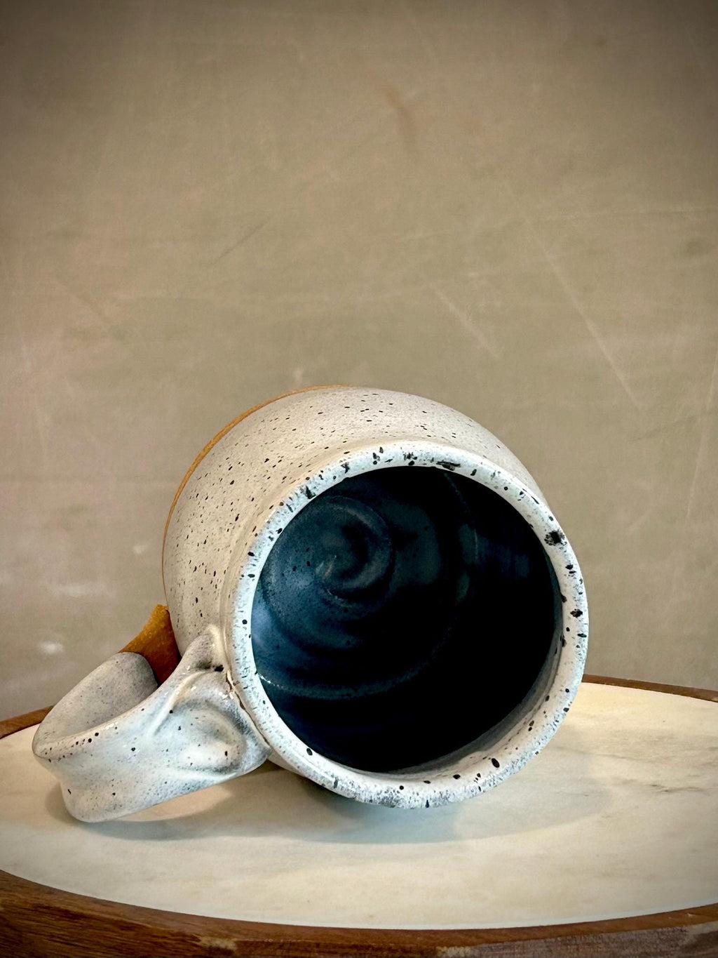 Handmade Stoneware Coffee Mug | Linen Gray Bell Ceramic Pottery Cup Dune Body