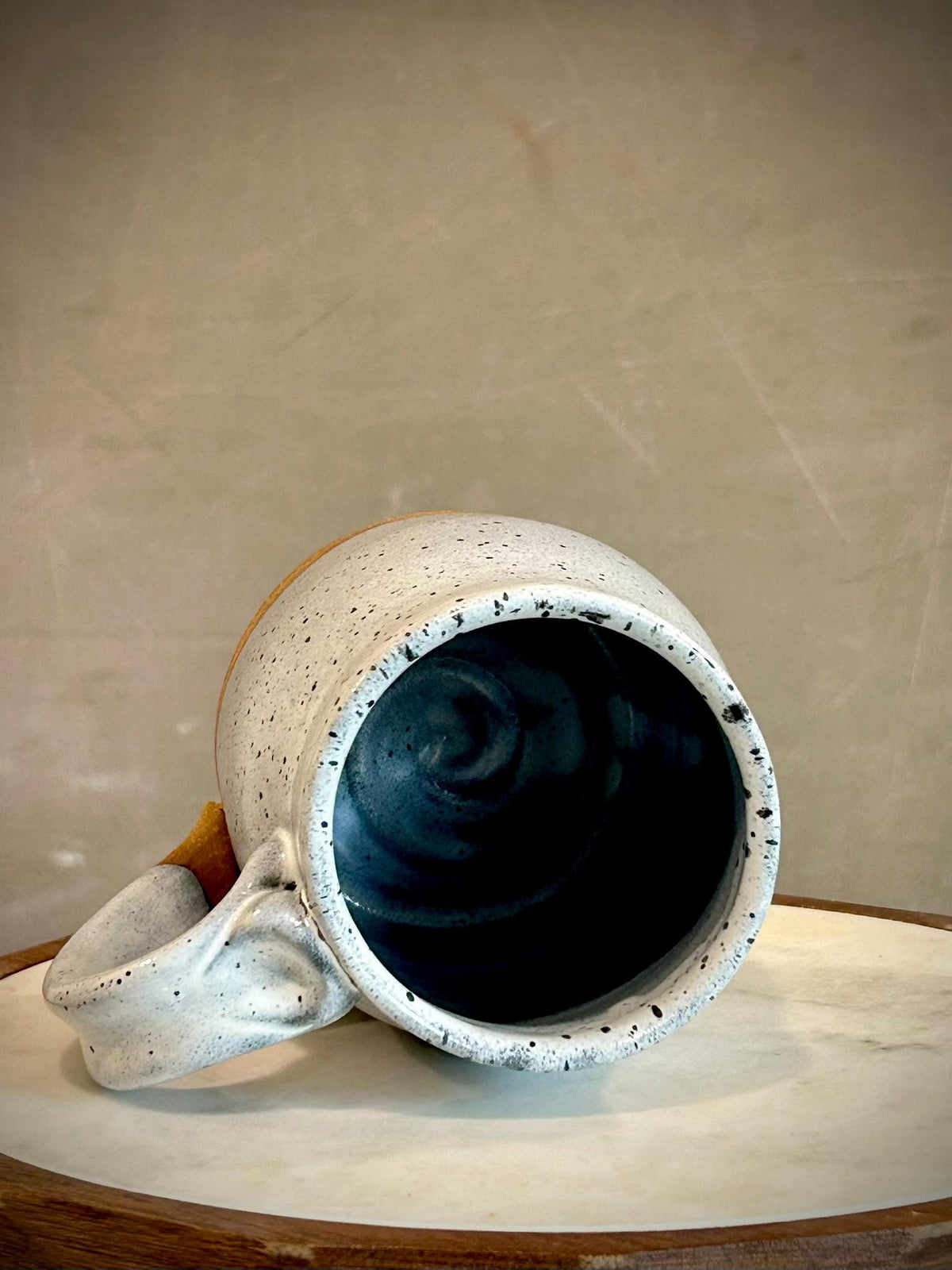 Handmade Stoneware Coffee Mug | Linen Gray Bell Ceramic Pottery Cup Dune Body