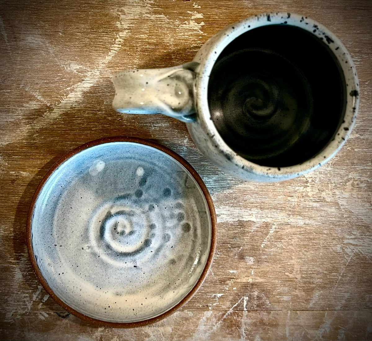 Handmade Stoneware Coffee Mug | Linen Gray Bell Ceramic Pottery Cup Dune Body