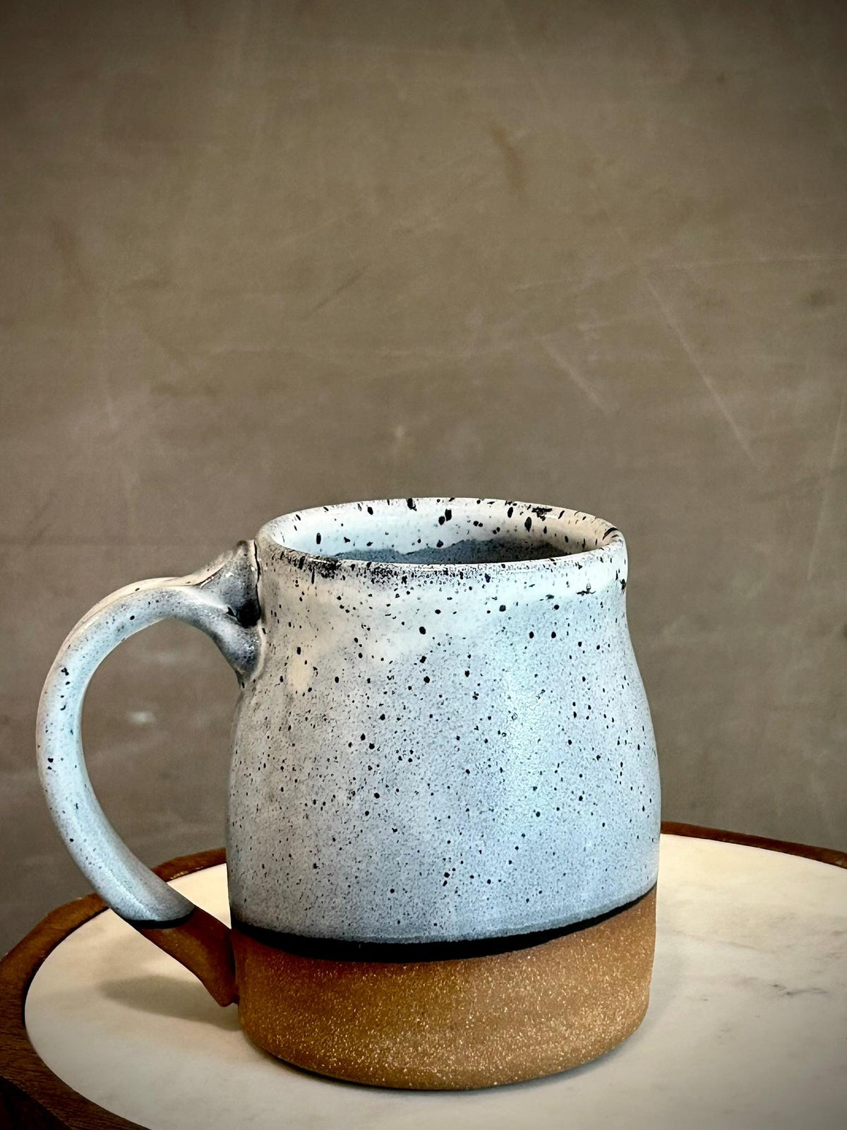 Handmade Stoneware Coffee Mug | Linen Gray Bell Ceramic Pottery Cup Dune Body