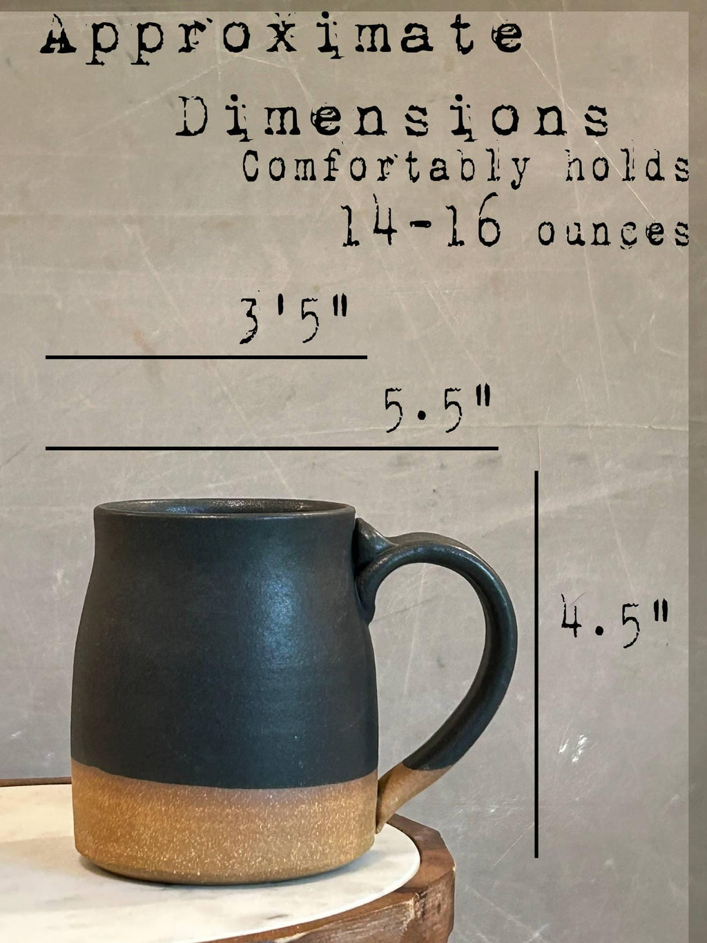 Handmade Stoneware Coffee Mug | Matte Blackstone Bell Ceramic Cup Dune Body