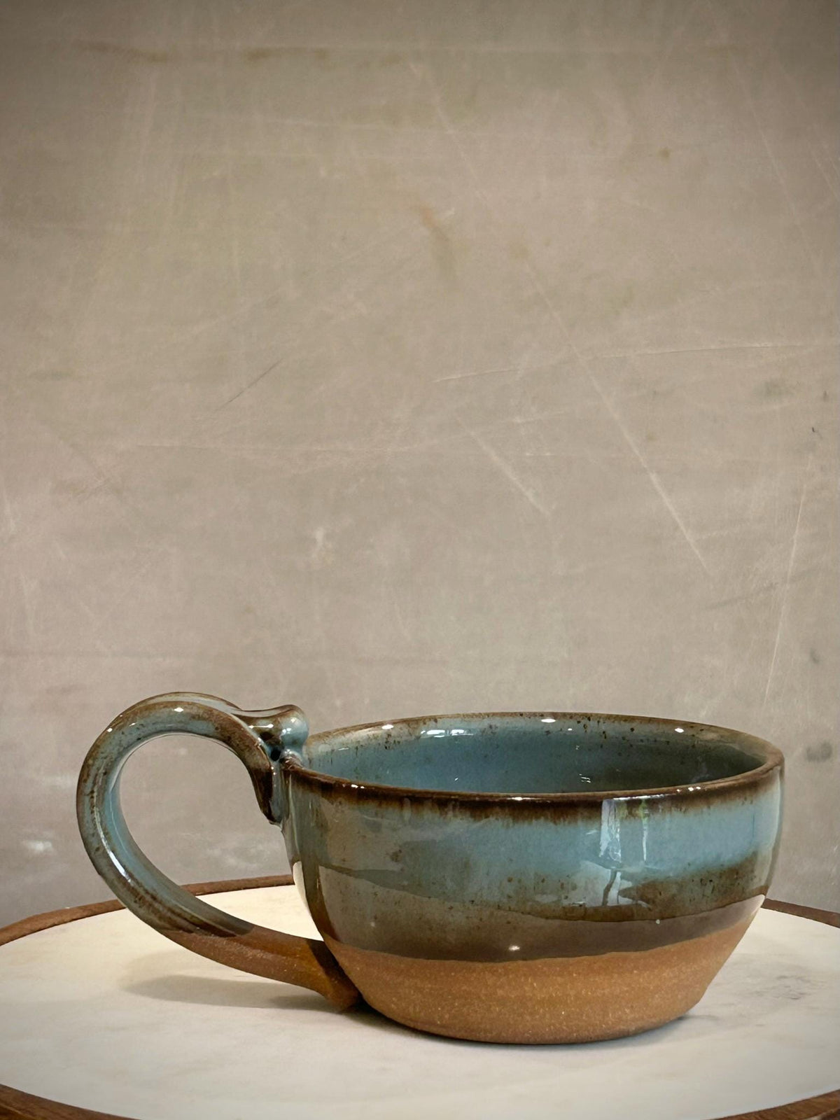 Hand Thrown Stoneware Cappuccino Pottery Mug Riverdrift Cappi Style Soup Dune body