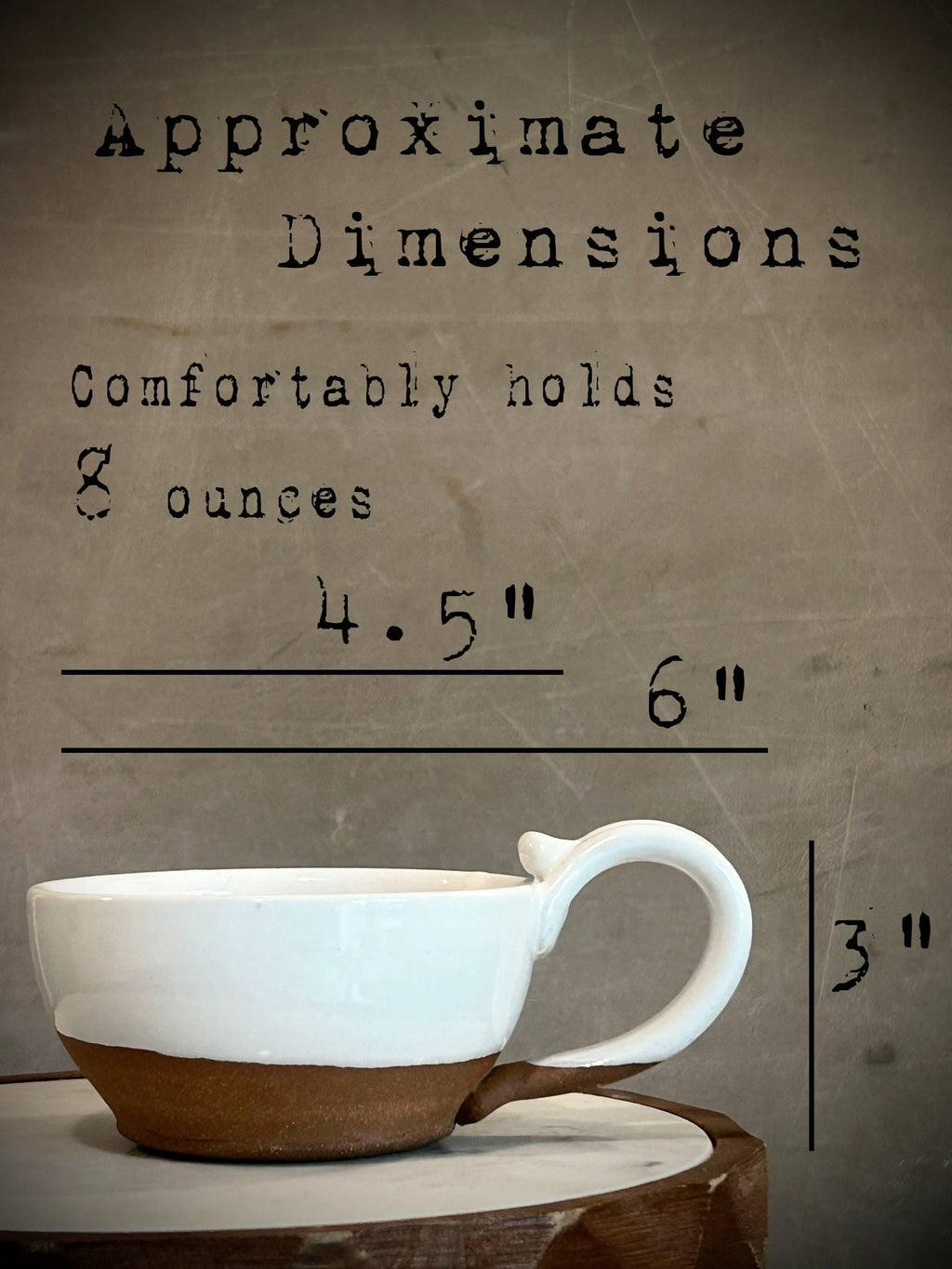 Handmade Stoneware Cappuccino Cup | Wheel-Thrown White Dove Ceramic Mug Dune Body