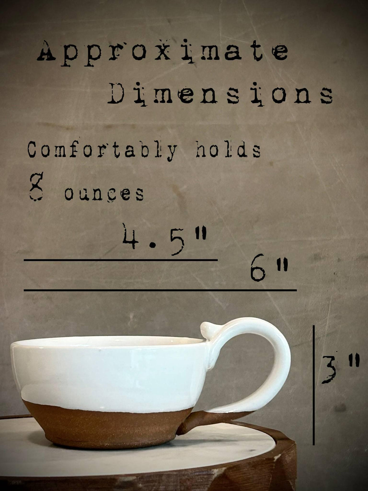 Handmade Stoneware Cappuccino Cup | Wheel-Thrown White Dove Ceramic Mug Dune Body