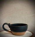 Handmade Stoneware Cappuccino Mug | Wheel-Thrown Matte Blackstone Ceramic Coffee Cup | 10–12 oz Dune Body