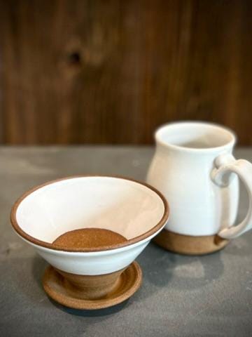 Handmade Stoneware Bell Mug | White Dove Wheel Thrown Pottery Cup Dune Body