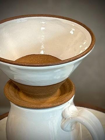 Handmade Stoneware Bell Mug | White Dove Wheel Thrown Pottery Cup Dune Body