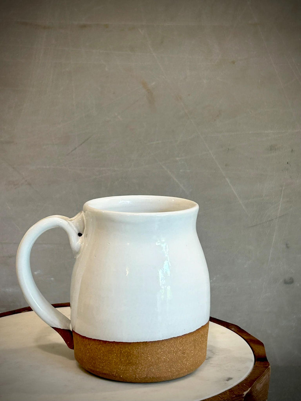 Handmade Stoneware Bell Mug | White Dove Wheel Thrown Pottery Cup Dune Body