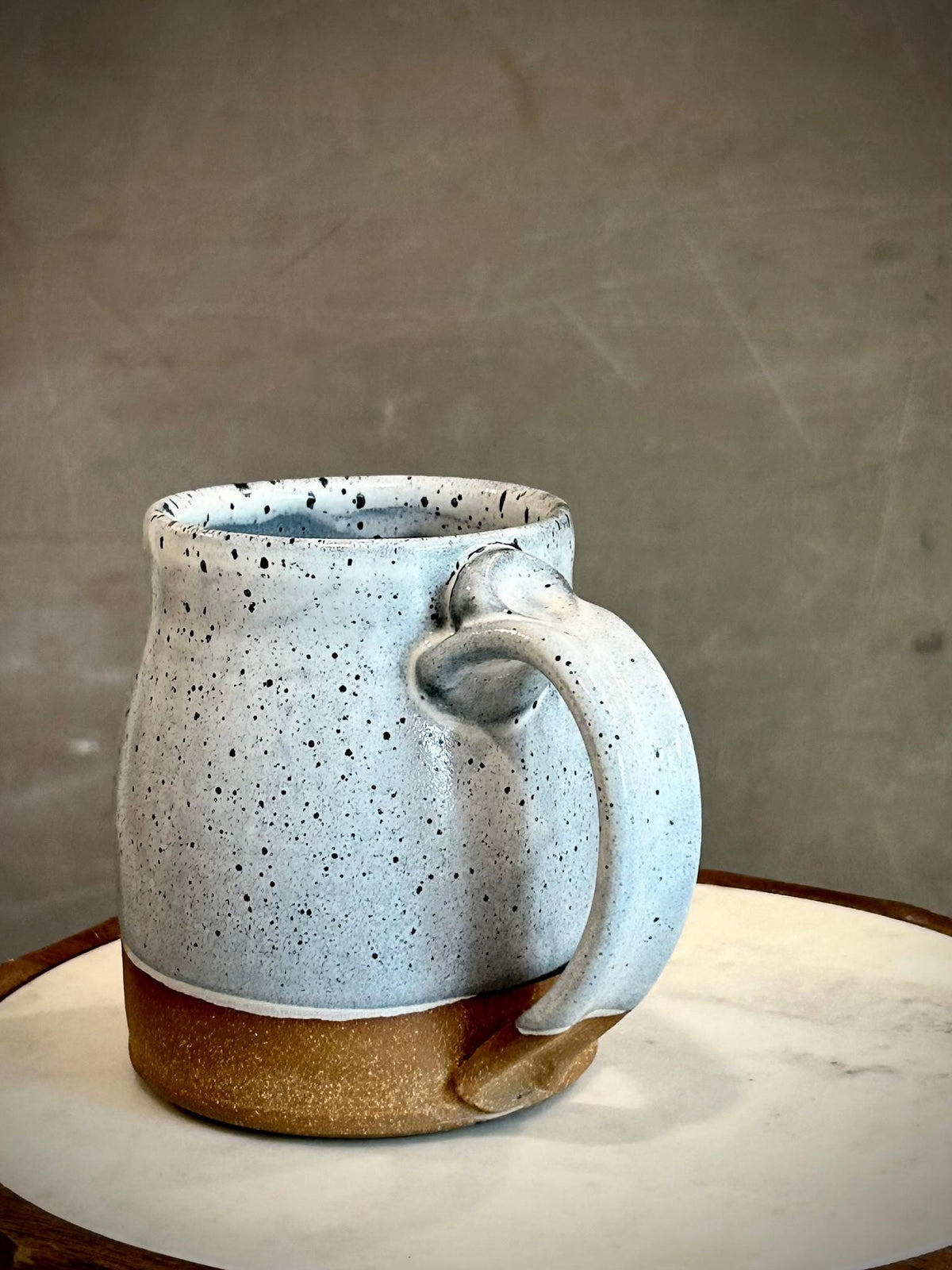 Handmade Stoneware Coffee Mug | Linen Gray Bell Ceramic Pottery Cup Dune Body