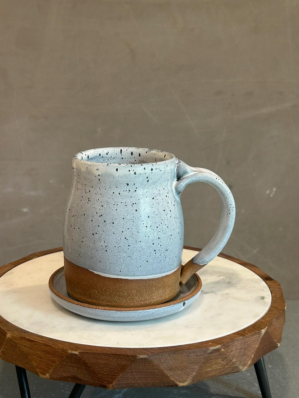 Handmade Stoneware Coffee Mug | Linen Gray Bell Ceramic Pottery Cup Dune Body