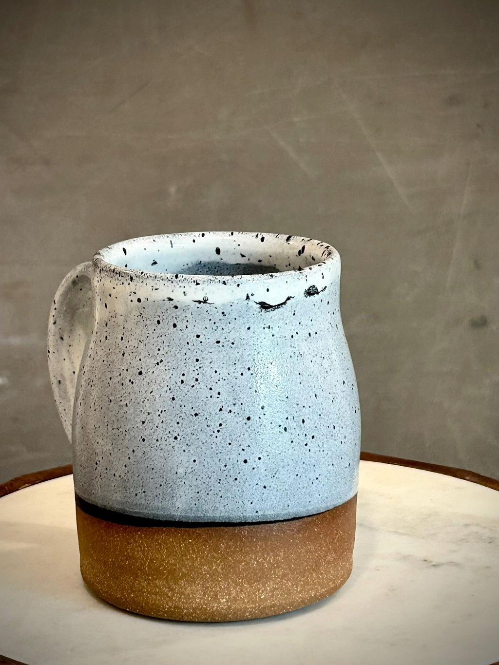 Handmade Stoneware Coffee Mug | Linen Gray Bell Ceramic Pottery Cup Dune Body