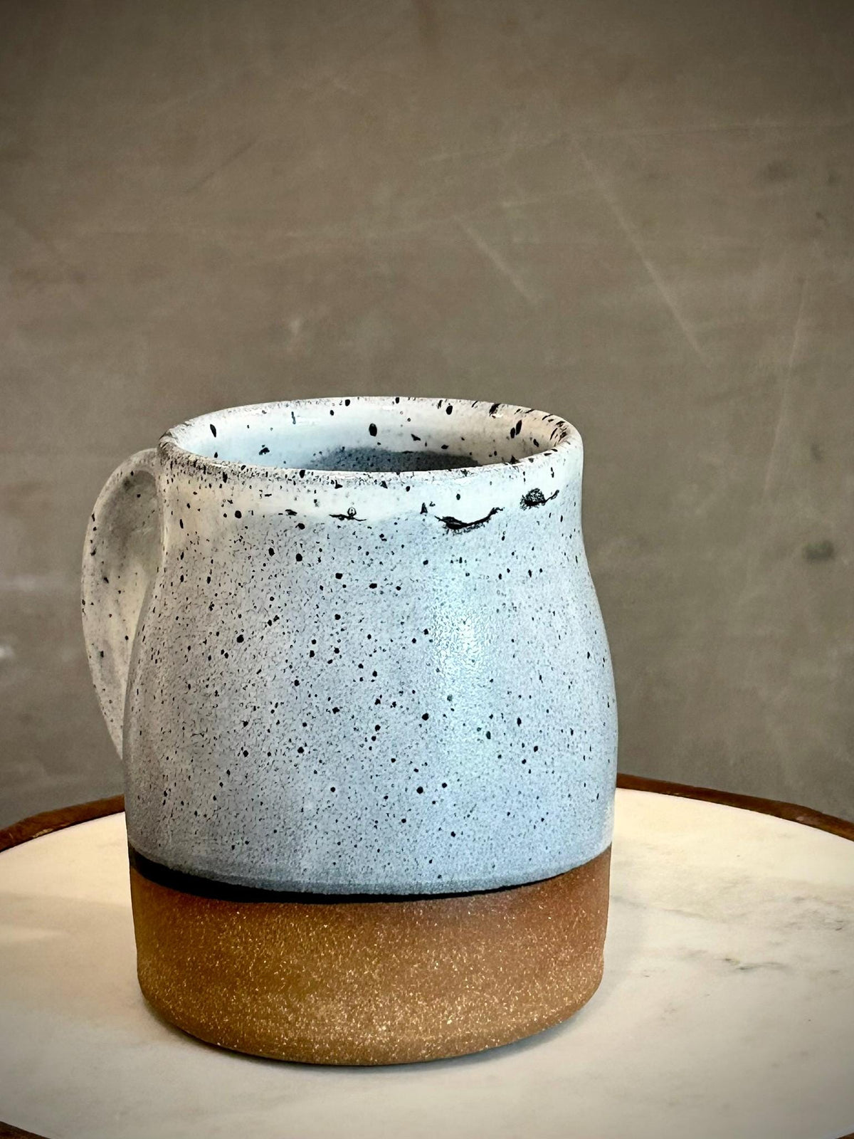 Handmade Stoneware Coffee Mug | Linen Gray Bell Ceramic Pottery Cup Dune Body