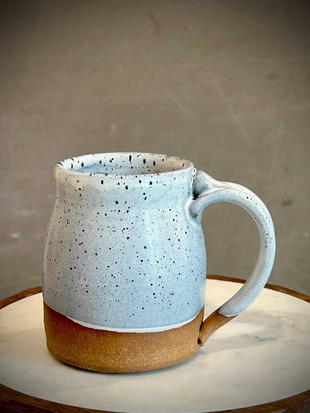Handmade Stoneware Coffee Mug | Linen Gray Bell Ceramic Pottery Cup Dune Body