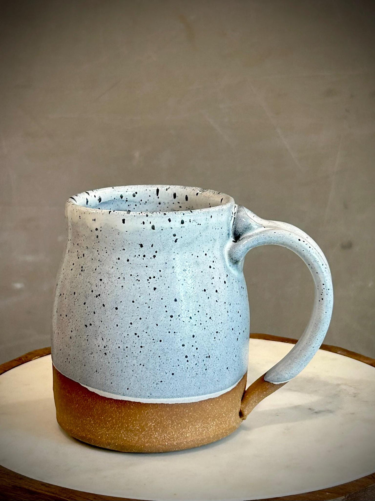 Handmade Stoneware Coffee Mug | Linen Gray Bell Ceramic Pottery Cup Dune Body