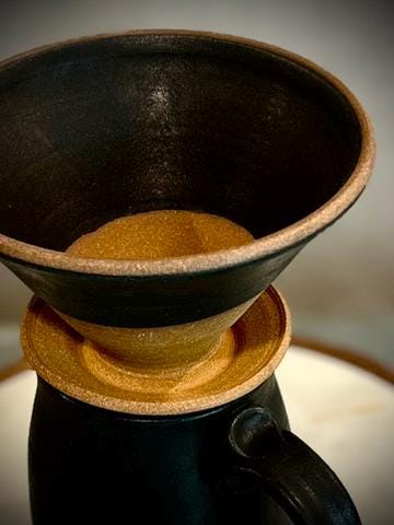 Handmade Stoneware Coffee Mug | Matte Blackstone Bell Ceramic Cup Dune Body