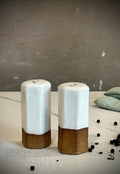 Handmade Ceramic Salt & Pepper Shaker Set | White Dove Stoneware Modern Farmhouse Pottery Dune