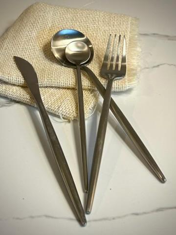 Modern Stainless Steel Flatware Set | Choice of Silver, Black, Gold or Copper | Contemporary Cutlery Set | Minimalist Modern Tableware