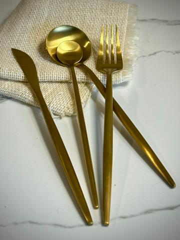 Modern Stainless Steel Flatware Set | Choice of Silver, Black, Gold or Copper | Contemporary Cutlery Set | Minimalist Modern Tableware