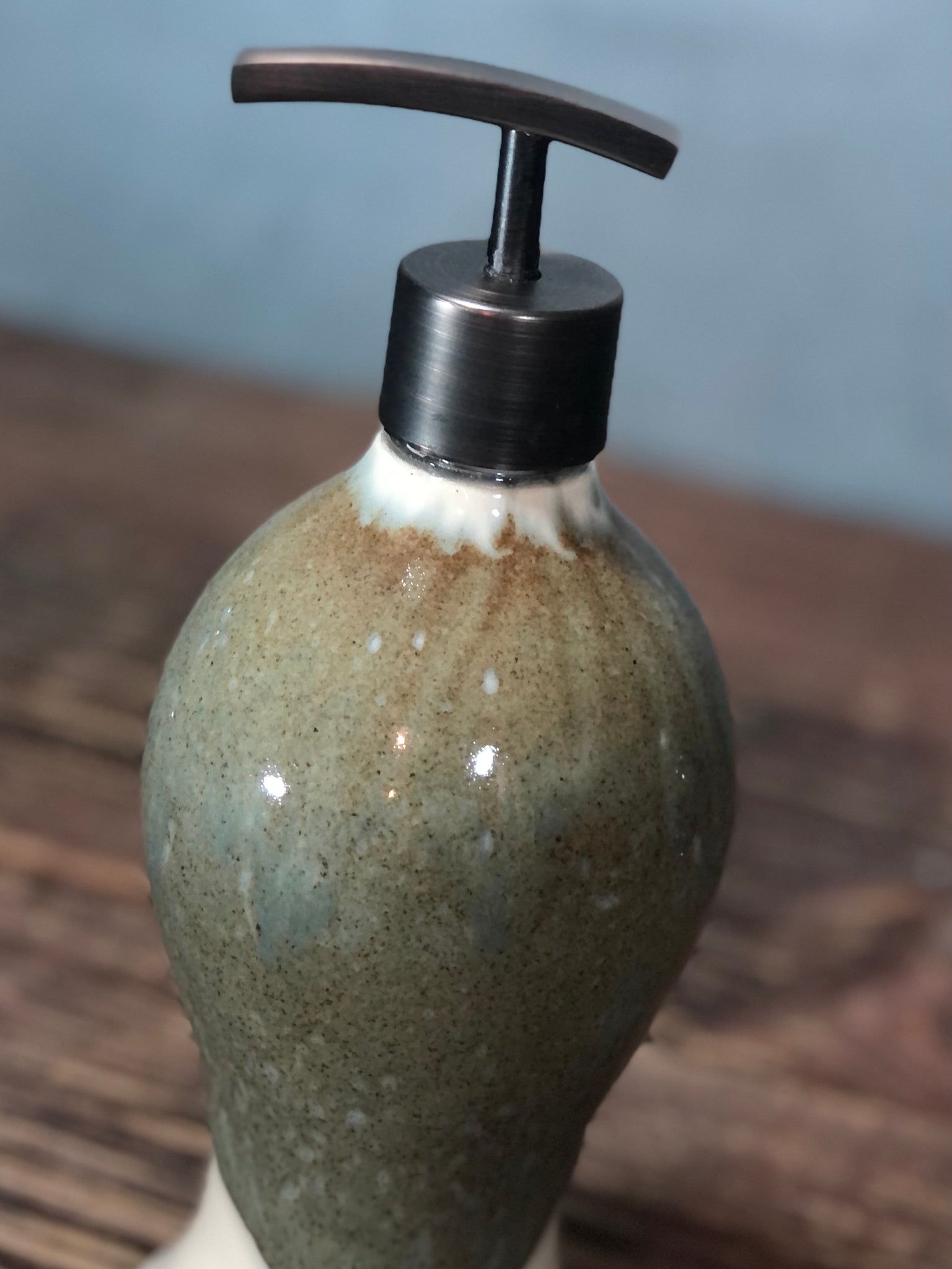 Hand Thrown Stoneware Soap Lotion Dispenser Pump White Stone – AviOr Pottery