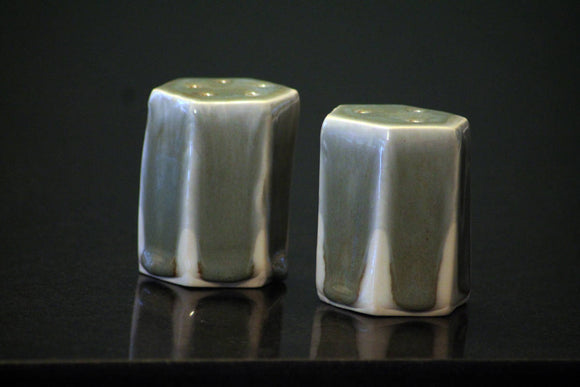 Stoneware pottery Salt and Pepper Shaker set White Stone Short