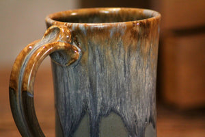 Hand thrown stoneware pottery mug Standard Style Volcano Blue