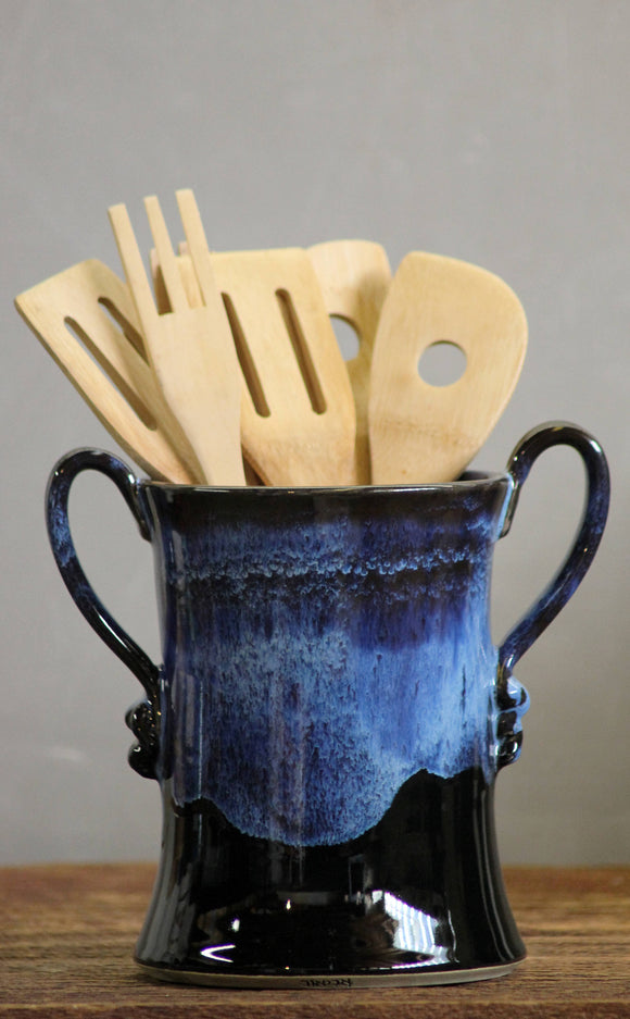Wine Chiller Utensil Holder Midnight Blue Handthrown stoneware