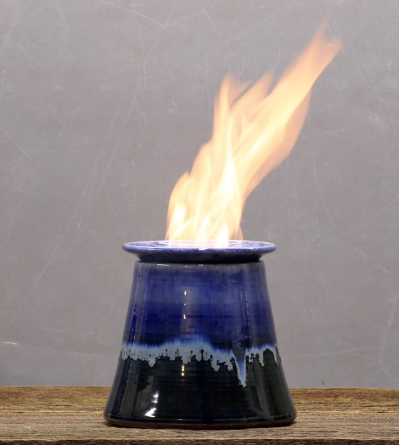 Stoneware Pottery Fire Pot Bowl Outdoor Indoor Safe Snowflake Blue