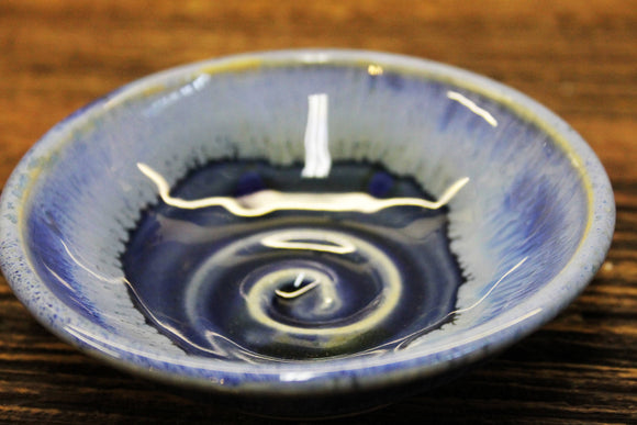 Small Bowl Hand Thrown Stoneware Snowflake Blue