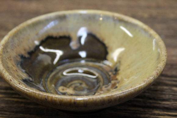 Small Bowl Hand Thrown Stoneware Mocha Drip Brown Tan Cream