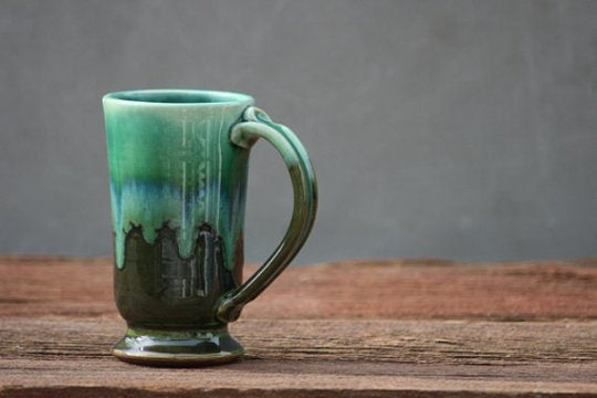 Hand thrown stoneware pottery mug Standard Style Rainbow Trout