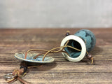 Hand Thrown Stoneware Pottery Mini Bird House Volcano Blue hummingbird finch
