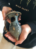 Hand Thrown Stoneware Pottery Mini Bird House Volcano Blue hummingbird finch