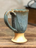 Hand thrown stoneware pottery mug Pedestal Style Volcano Blue Premier Collection