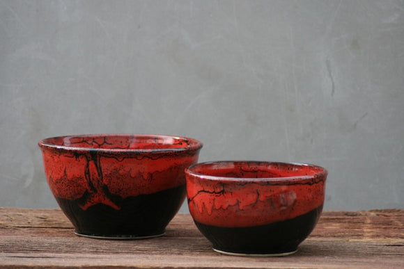 Handthrown Bowl Large and Medium Nesting Saigon Red