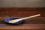 Stoneware Pottery Spoon Rest Snowflake Blue