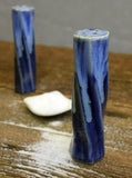 Stoneware Pottery Salt Pepper Shaker Set Snowflake Blue Tall