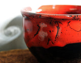 Yarn Bowl hand thrown stoneware Saigon Red black knitting crochet