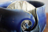 Yarn Bowl hand thrown stoneware Snowflake Blue knitting crochet
