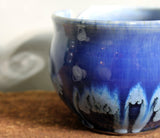 Yarn Bowl hand thrown stoneware Snowflake Blue knitting crochet