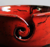 Yarn Bowl hand thrown stoneware Saigon Red black knitting crochet