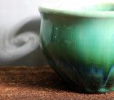 Yarn Bowl hand thrown stoneware Rainbow Trout turquoise knitting crochet