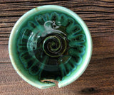 Yarn Bowl hand thrown stoneware Rainbow Trout turquoise knitting crochet