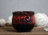 Yarn Bowl hand thrown stoneware Saigon Red black knitting crochet