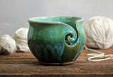 Yarn Bowl hand thrown stoneware Rainbow Trout turquoise knitting crochet