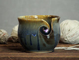 Yarn Bowl hand thrown stoneware Volcano Blue grey knitting crochet