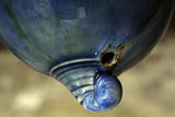Hand Thrown Stoneware Pottery Bird House Snowflake Blue Cobalt